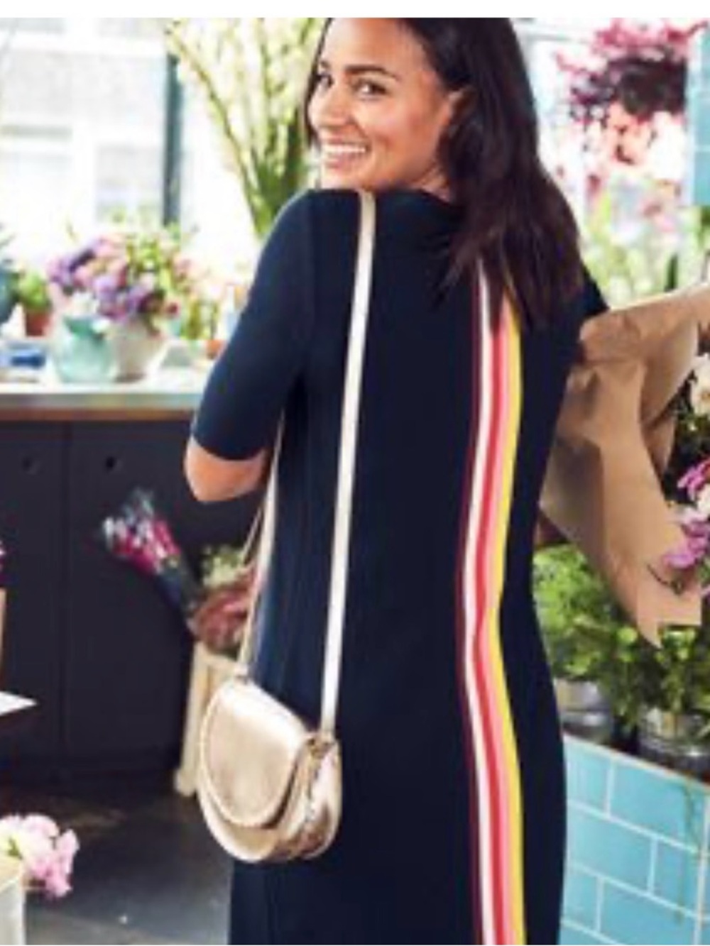 Boden- Jemima Ottoman dress with bold back stripes.